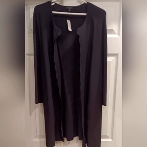 Talbots Woman Black Knit Scalloped Long Jacket Size 1X